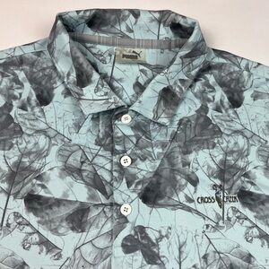 Puma Mens Golf Polo Shirt XL Leaf AOP Light Baby Blue/Grey Stretch C1